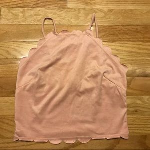 Light pink, faux suede crop top